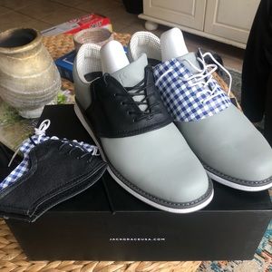 Jack Grace men’s golf shoes with interchangeable saddles.